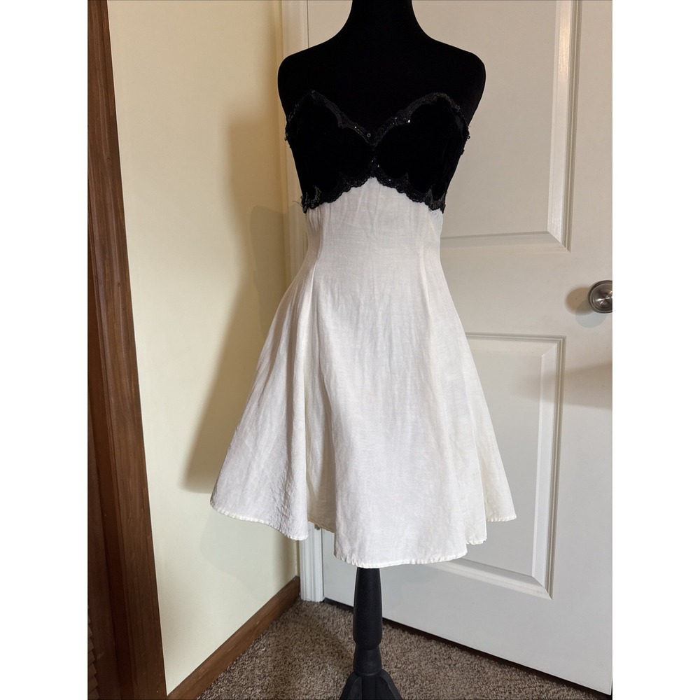 Vintage Jessica McClintock Gunne Sax 90's Black White Cocktail Dress Jr Size 7/8
